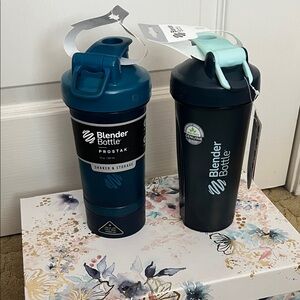 Dark Teal Blender Bottle ProStak Shaker Bottle Set and Navy Blender Bottle